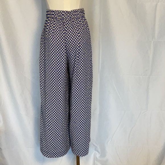 Zara wide leg blue print capri size M - Picture 3 of 5